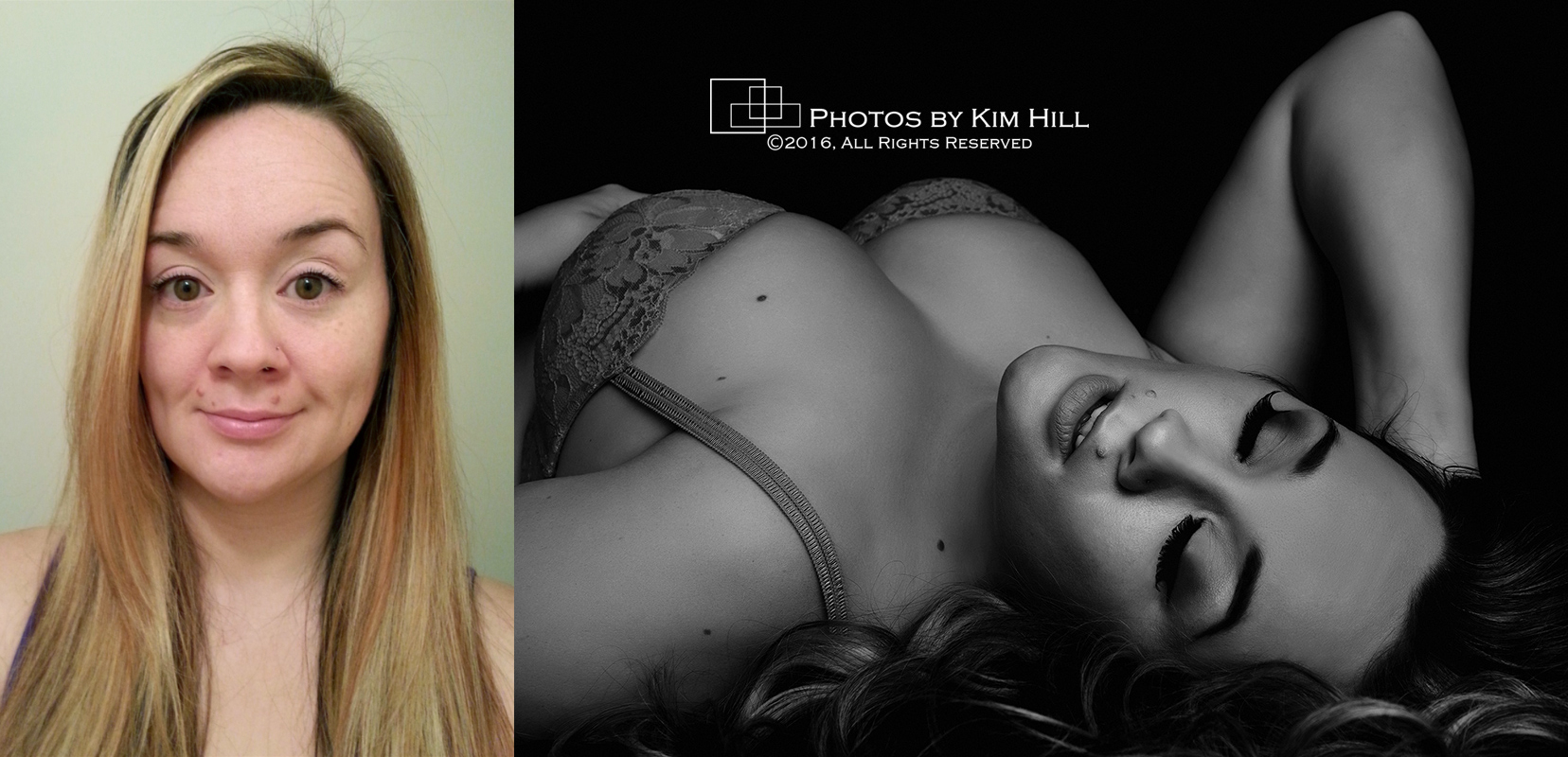 Boudoir photo session before and after